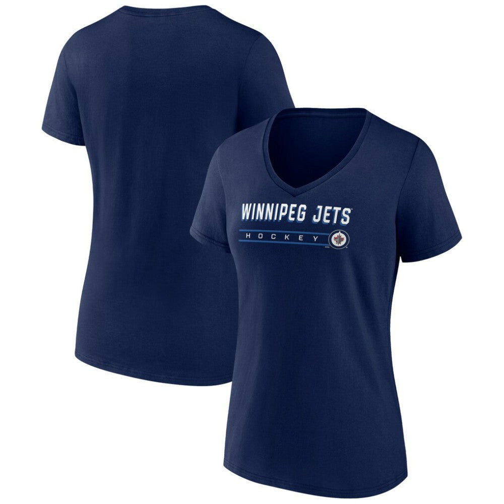 Winnipeg Jets Women's Primary Play V-Neck T-Shirt Navy