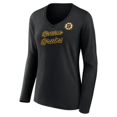 Boston Bruins Women's Forge Long Sleeve V-Neck T-Shirt Black