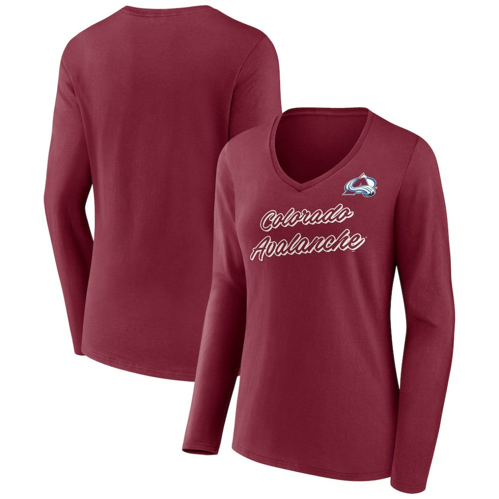 Colorado Avalanche Women's Forge Long Sleeve V-Neck T-Shirt Burgundy