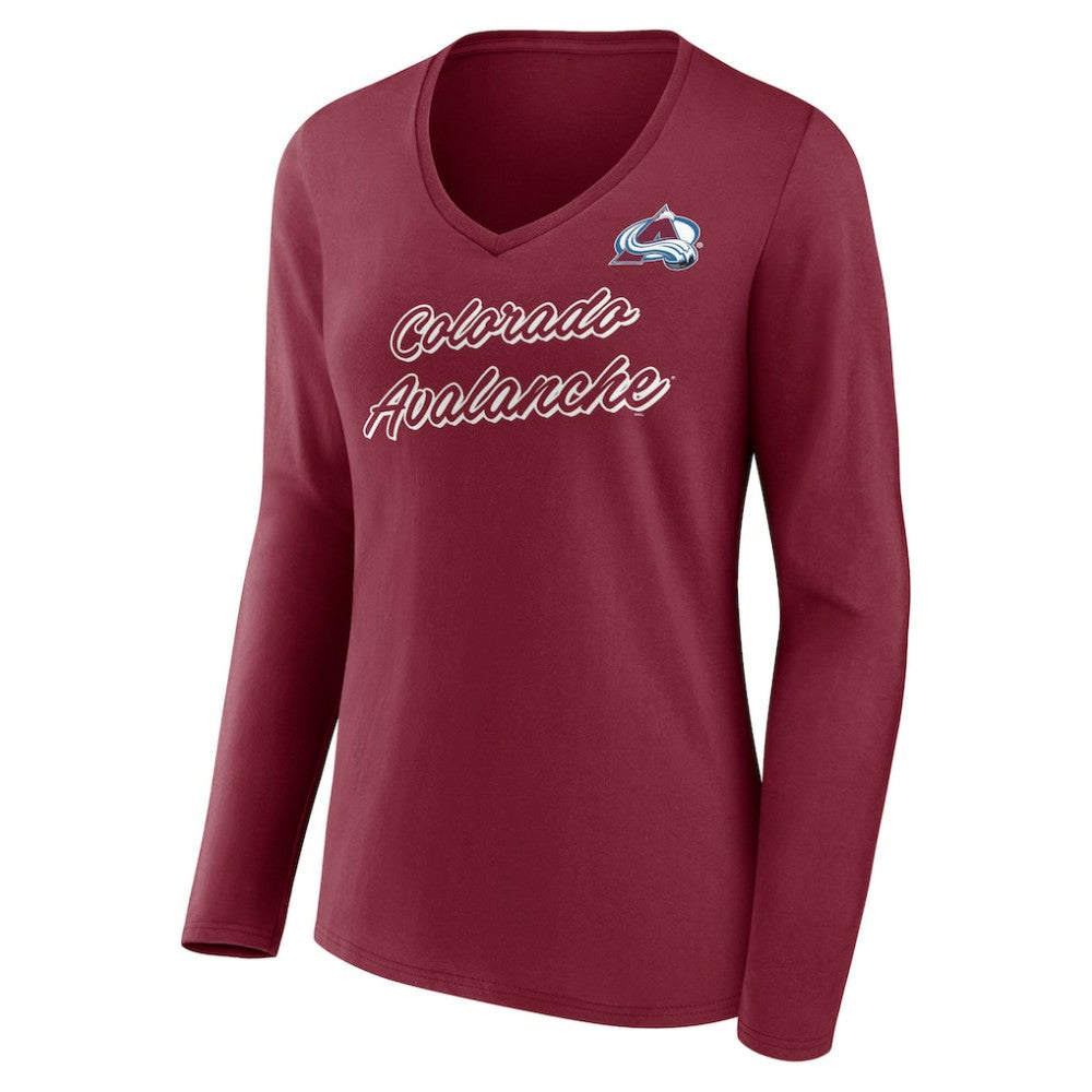 Colorado Avalanche Women's Forge Long Sleeve V-Neck T-Shirt Burgundy