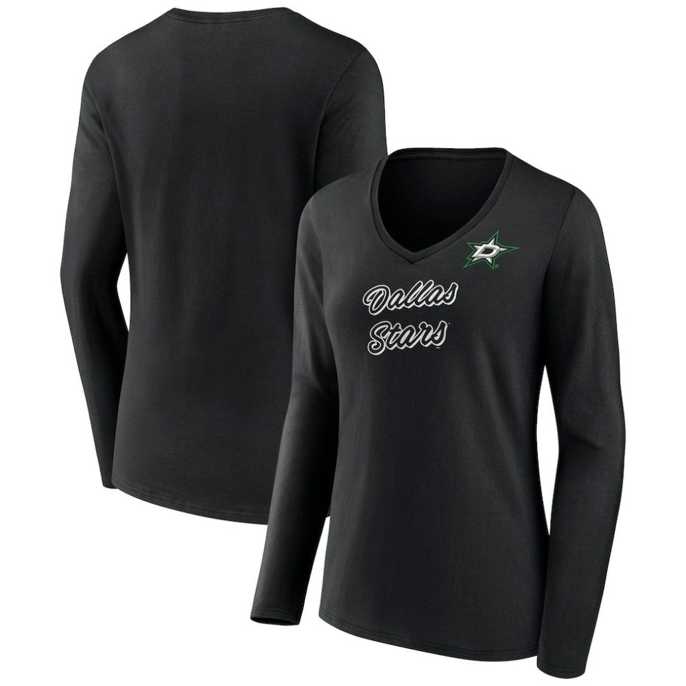 Dallas Stars Women's Forge Long Sleeve V-Neck T-Shirt Black