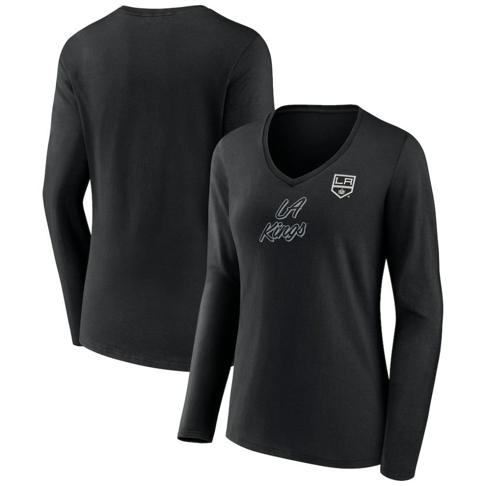 Los Angeles Kings Women's Forge Long Sleeve V-Neck T-Shirt Black
