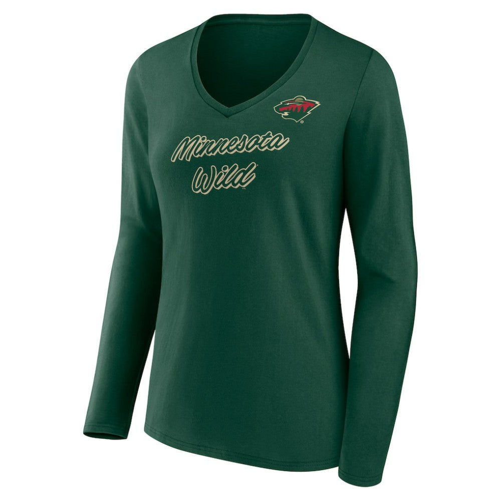 Minnesota Wild Women's Forge Long Sleeve V-Neck T-Shirt Green