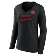 Ottawa Senators Women's Forge Long Sleeve V-Neck T-Shirt Black