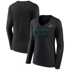 San Jose Sharks Women's Forge Long Sleeve V-Neck T-Shirt Black