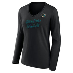 San Jose Sharks Women's Forge Long Sleeve V-Neck T-Shirt Black