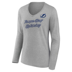 Tampa Bay Lightning Women's Forge Long Sleeve V-Neck T-Shirt Heathered Gray