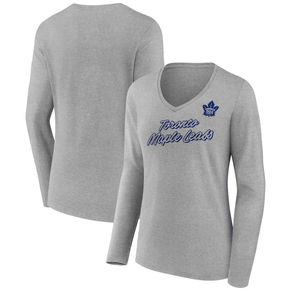 Toronto Maple Leafs Women's Forge Long Sleeve V-Neck T-Shirt Heathered Gray