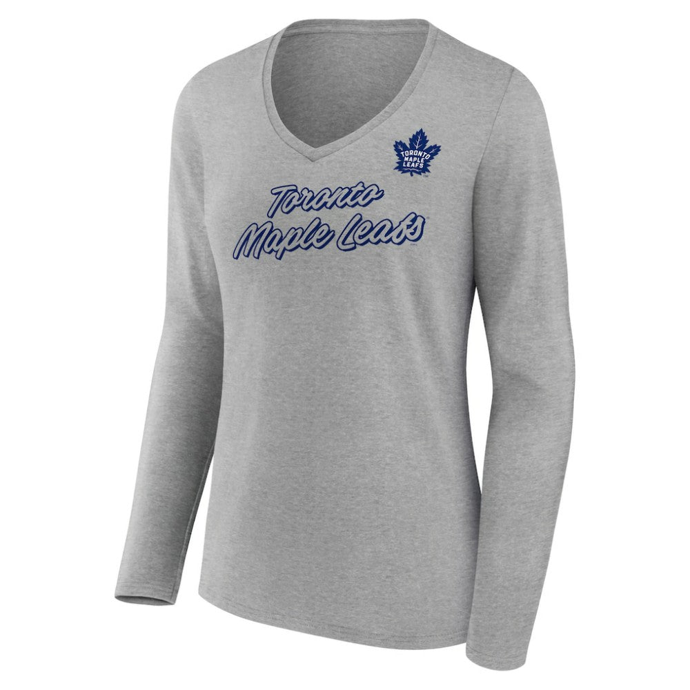 Toronto Maple Leafs Women's Forge Long Sleeve V-Neck T-Shirt Heathered Gray