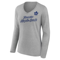 Toronto Maple Leafs Women's Forge Long Sleeve V-Neck T-Shirt Heathered Gray