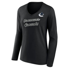 Vancouver Canucks Women's Forge Long Sleeve V-Neck T-Shirt Black