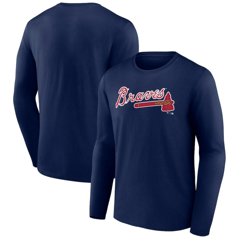 Atlanta Braves Wordmark Long Sleeve T-Shirt Navy