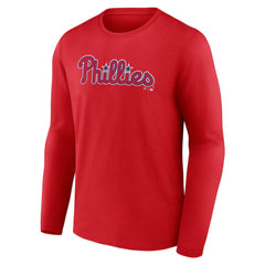Philadelphia Phillies Wordmark Long Sleeve T-Shirt Red