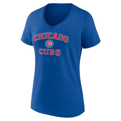 Chicago Cubs Women's Heart and Soul V-Neck T-Shirt Royal