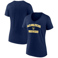 Milwaukee Brewers Women's Heart and Soul V-Neck T-Shirt Navy