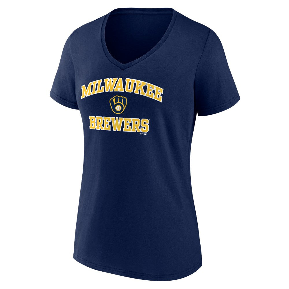 Milwaukee Brewers Women's Heart and Soul V-Neck T-Shirt Navy