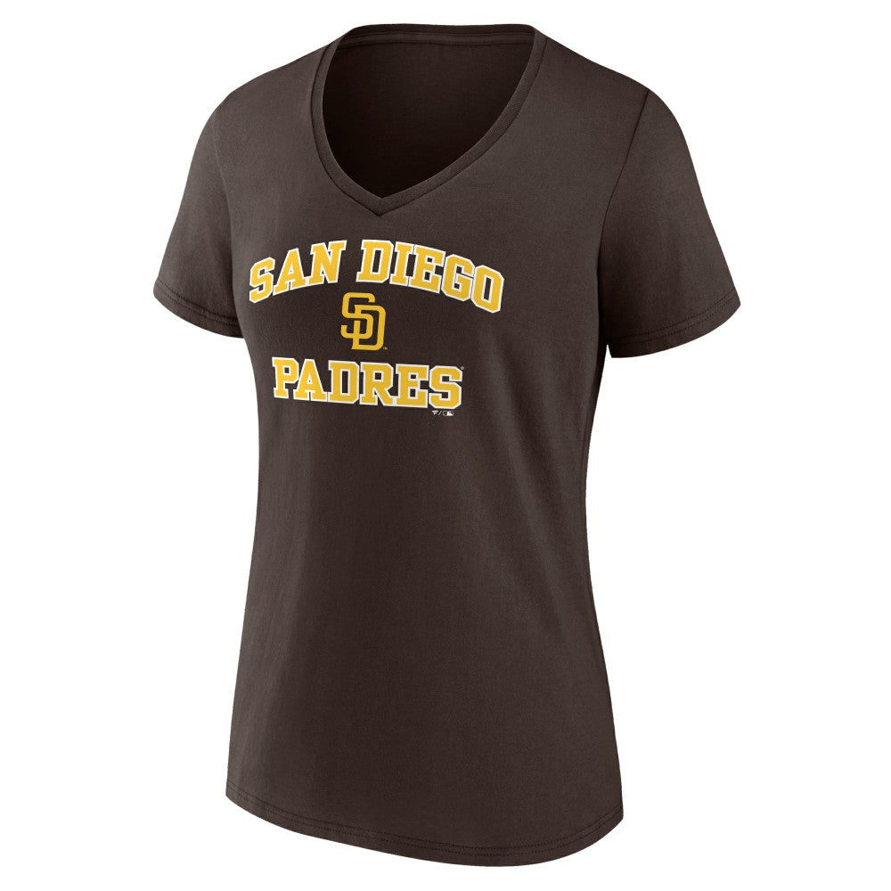 San Diego Padres Women's Heart and Soul V-Neck T-Shirt Brown