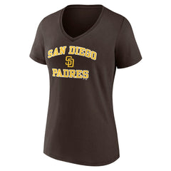 San Diego Padres Women's Heart and Soul V-Neck T-Shirt Brown