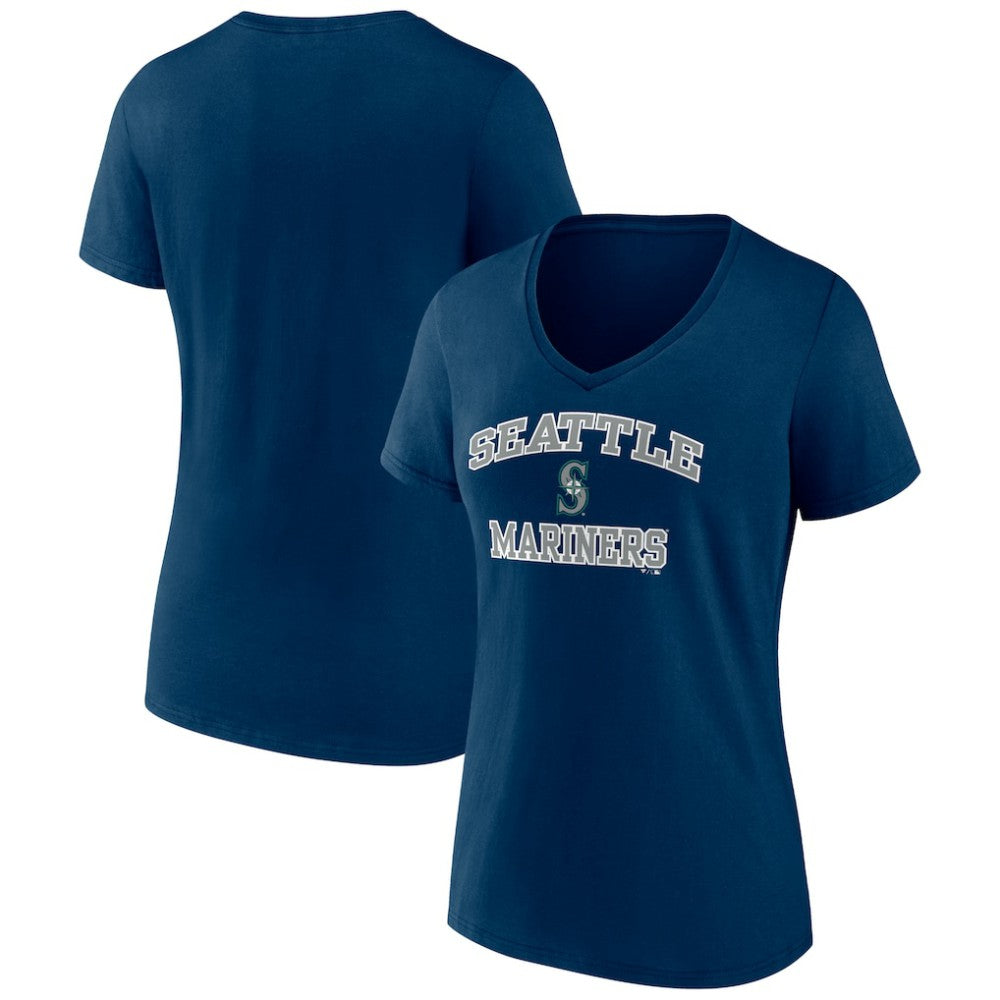 Seattle Mariners Women's Heart and Soul V-Neck T-Shirt Navy
