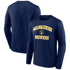 Milwaukee Brewers Heart and Soul Long Sleeve T-Shirt Navy
