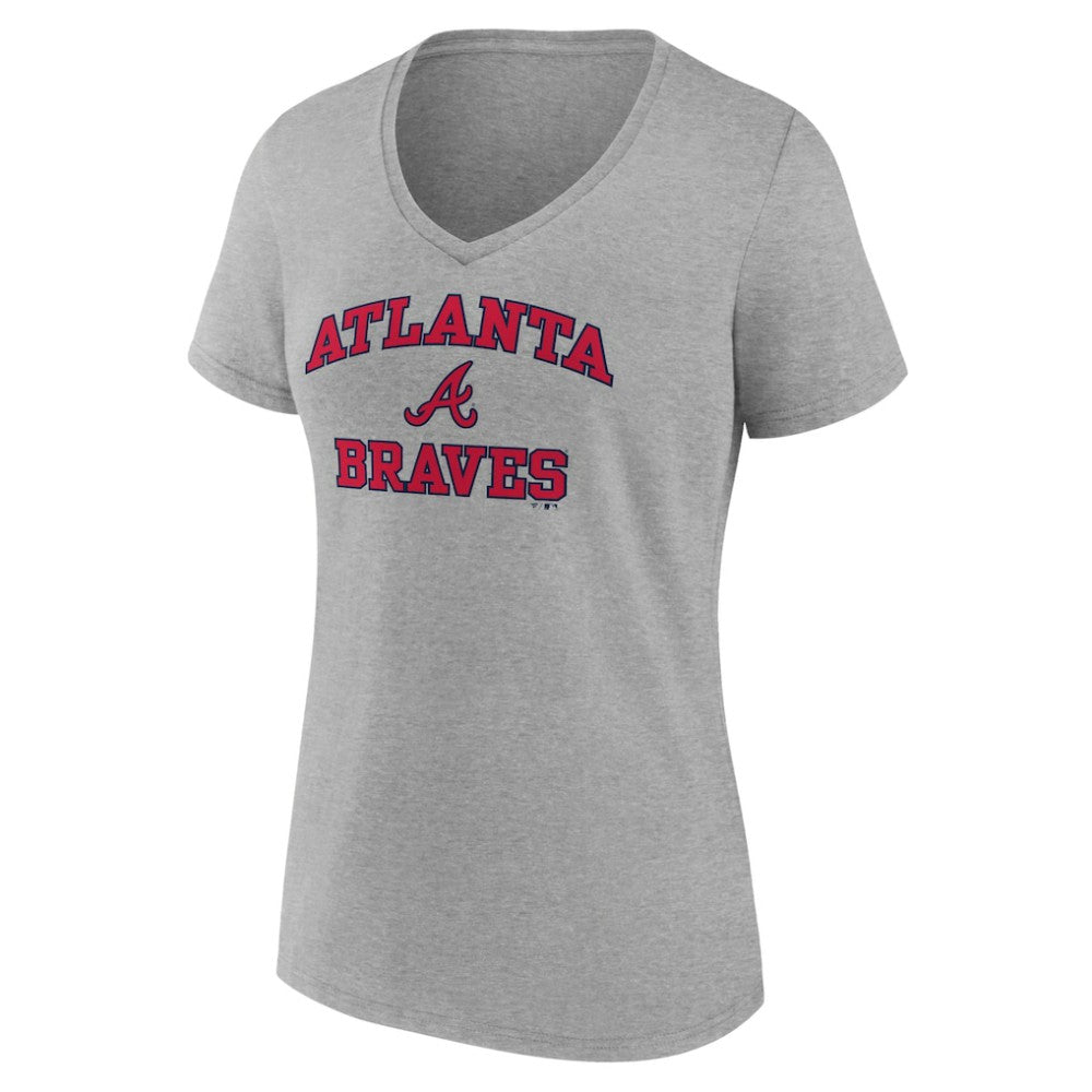 Atlanta Braves Women's Heart and Soul V-Neck T-Shirt Gray