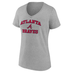 Atlanta Braves Women's Heart and Soul V-Neck T-Shirt Gray