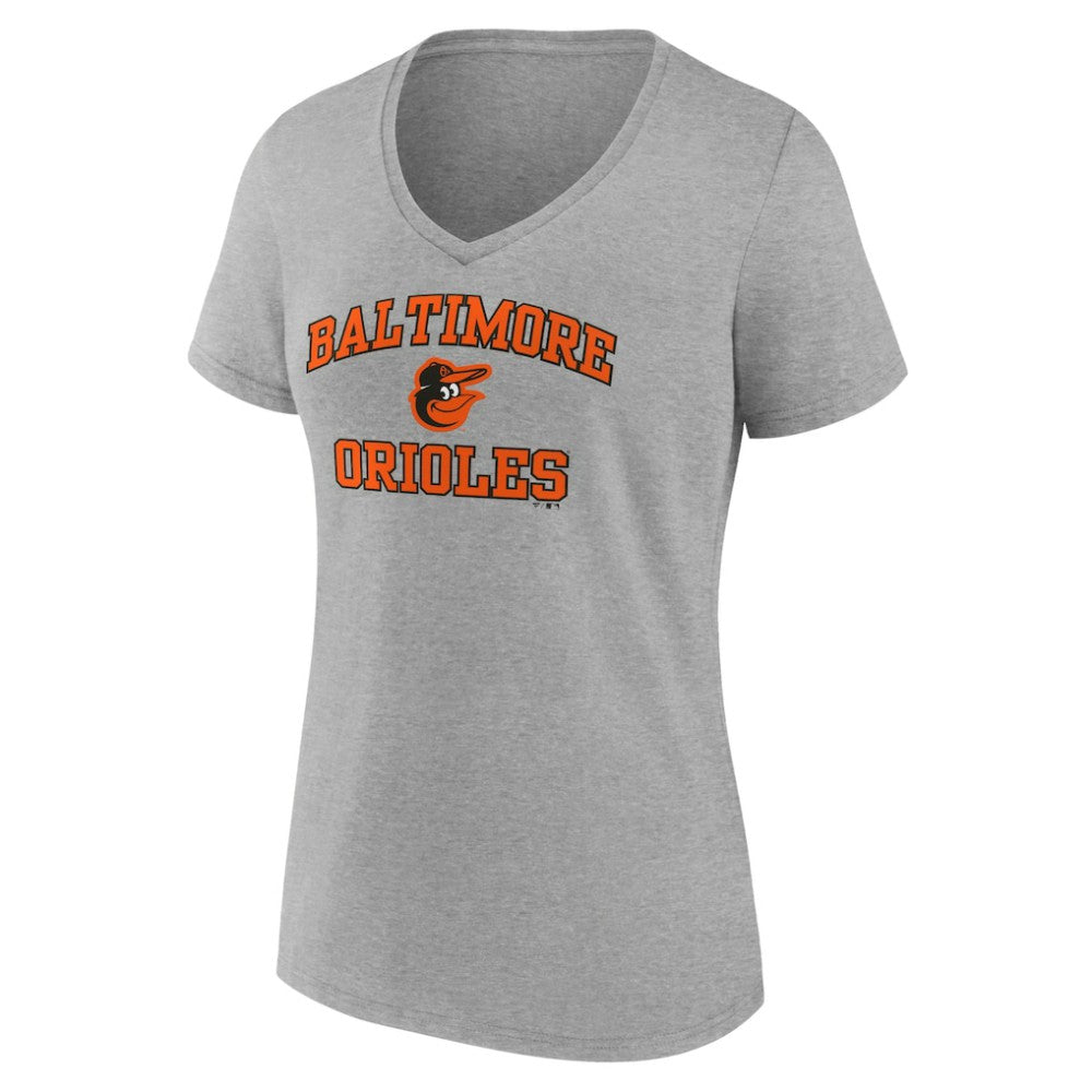 Baltimore Orioles Women's Heart and Soul V-Neck T-Shirt Gray