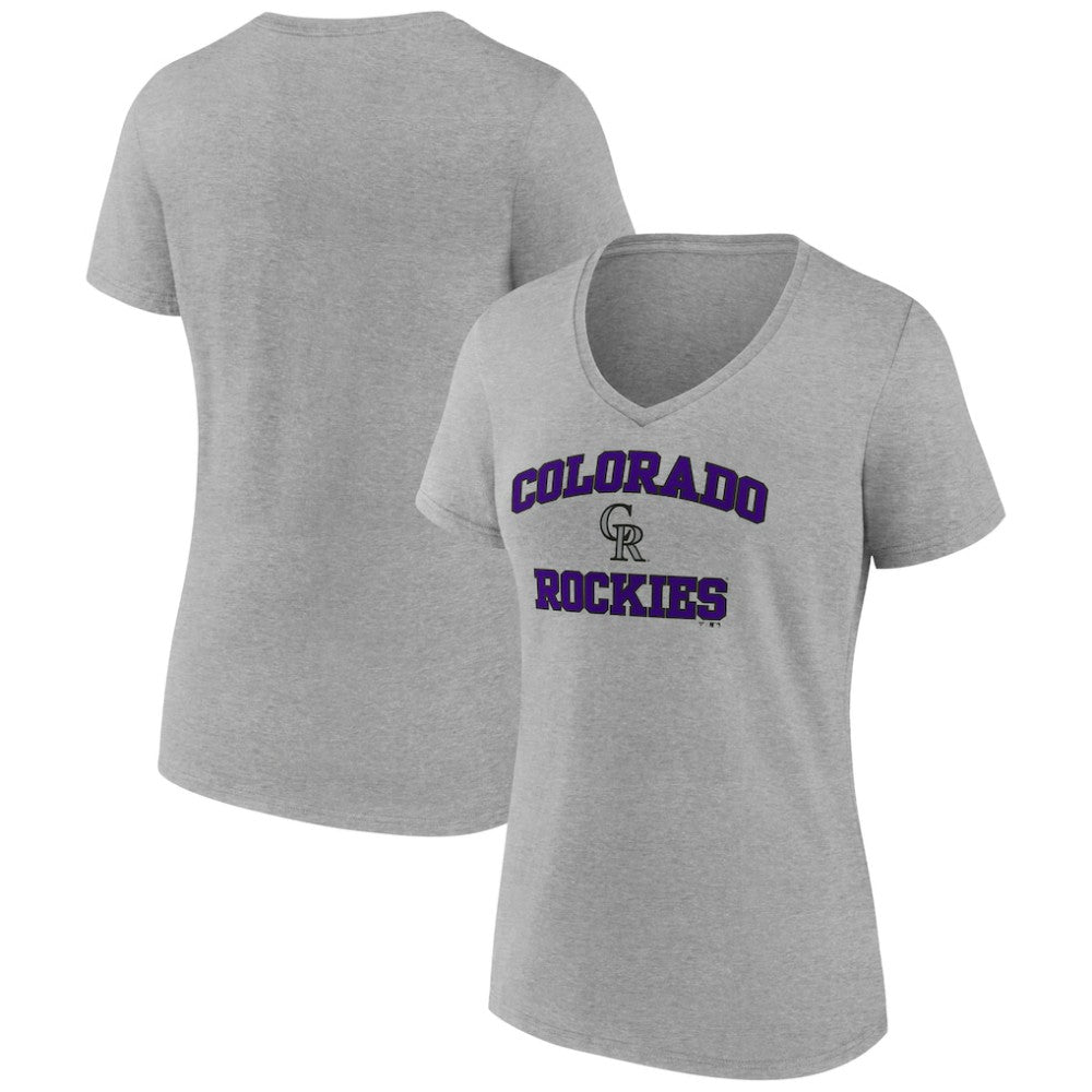Colorado Rockies Women's Heart and Soul V-Neck T-Shirt Gray