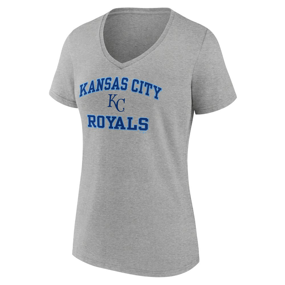 Kansas City Royals Women's Heart and Soul V-Neck T-Shirt Gray