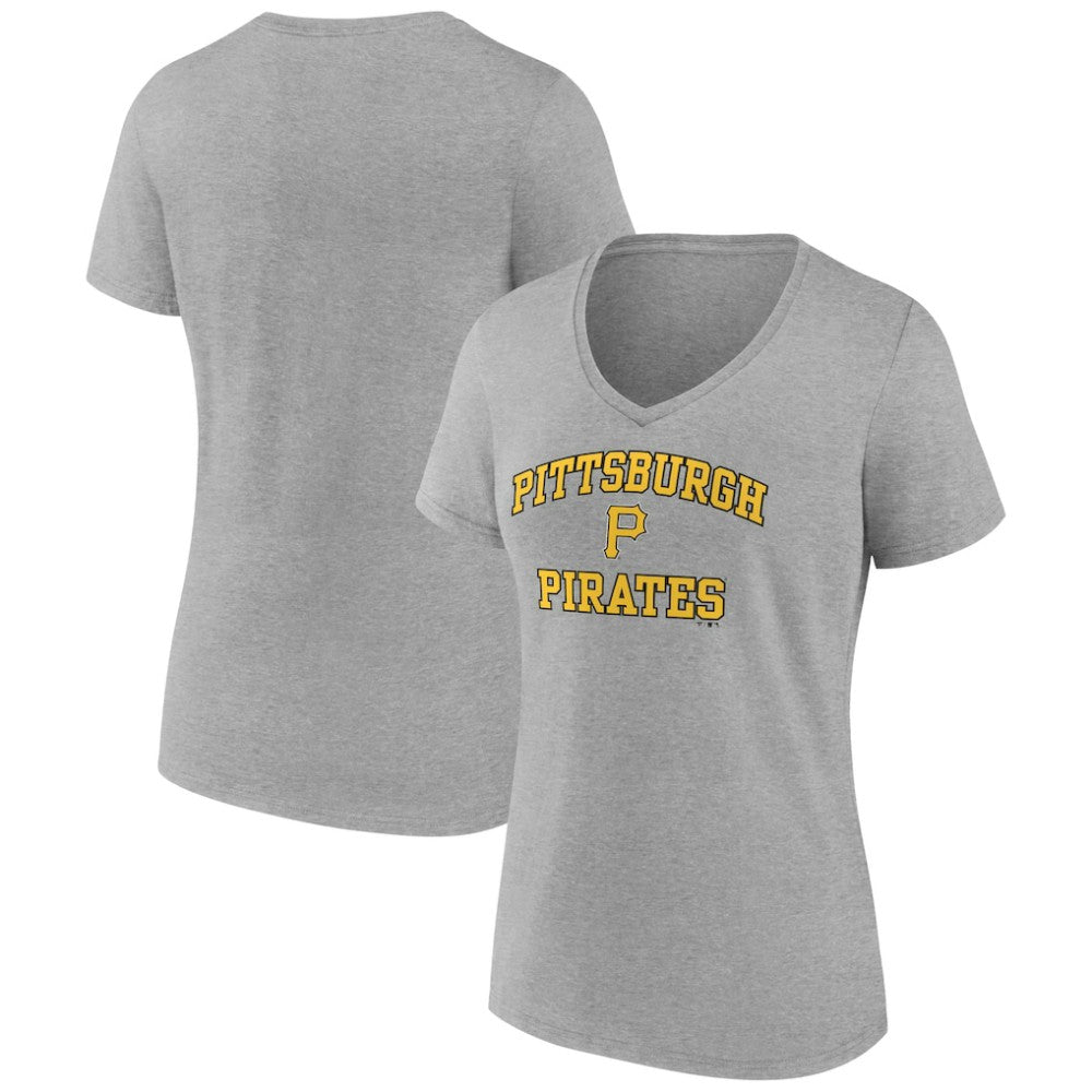 Pittsburgh Pirates Women's Heart and Soul V-Neck T-Shirt Gray