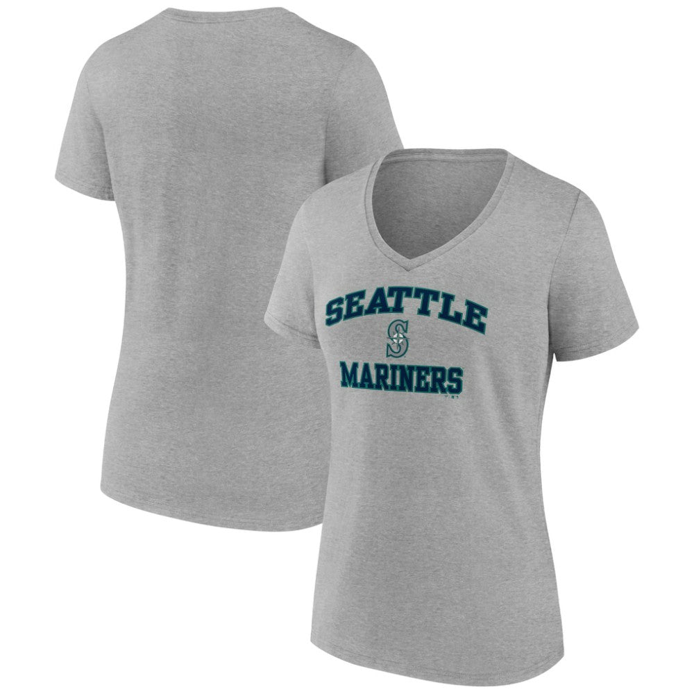 Seattle Mariners Women's Heart and Soul V-Neck T-Shirt Gray