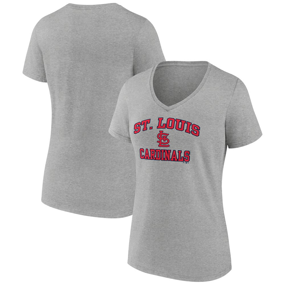 St. Louis Cardinals Women's Heart and Soul V-Neck T-Shirt Gray
