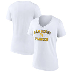 San Diego Padres Women's Heart and Soul V-Neck T-Shirt White