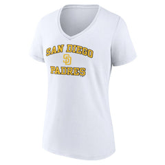 San Diego Padres Women's Heart and Soul V-Neck T-Shirt White
