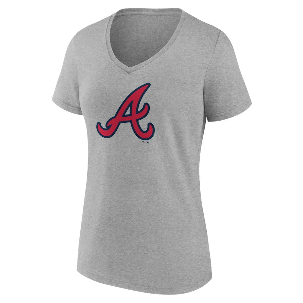 Atlanta Braves Women's Official Logo V-Neck T-Shirt Gray