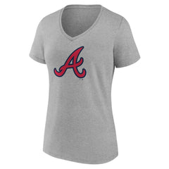Atlanta Braves Women's Official Logo V-Neck T-Shirt Gray