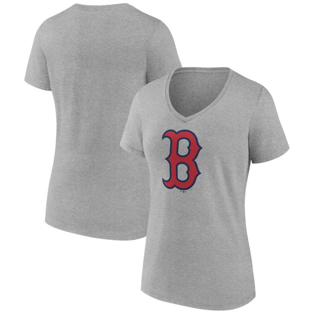 Boston Red Sox Women's Official Logo V-Neck T-Shirt Gray