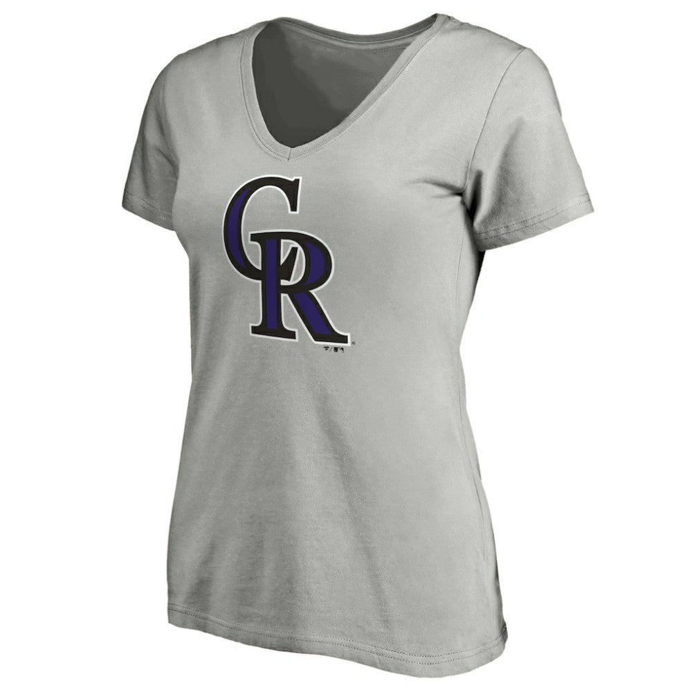 Colorado Rockies Women's Official Logo V-Neck T-Shirt Gray