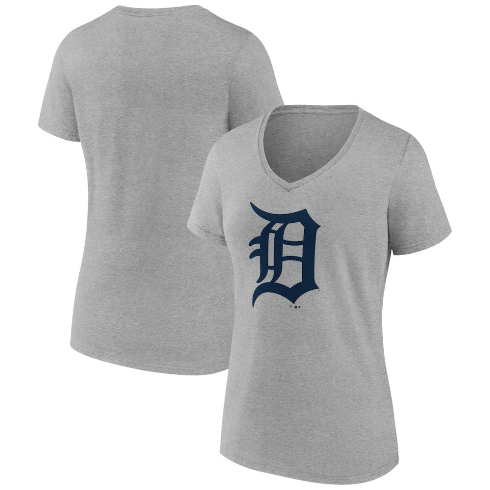 Detroit Tigers Women's Official Logo V-Neck T-Shirt Gray