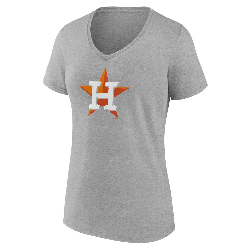 Houston Astros Women's Official Logo V-Neck T-Shirt Gray