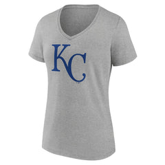 Kansas City Royals Women's Official Logo V-Neck T-Shirt Gray