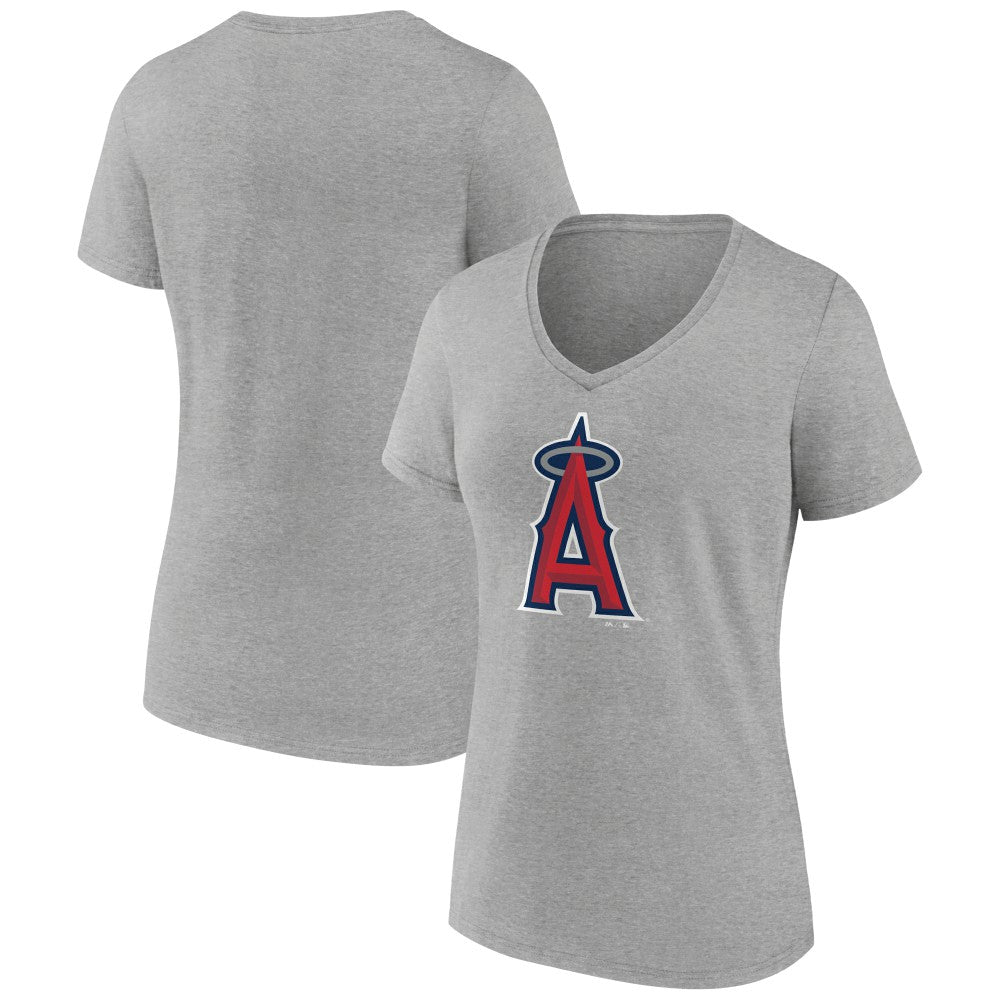 Los Angeles Angels Women's Official Logo V-Neck T-Shirt Gray