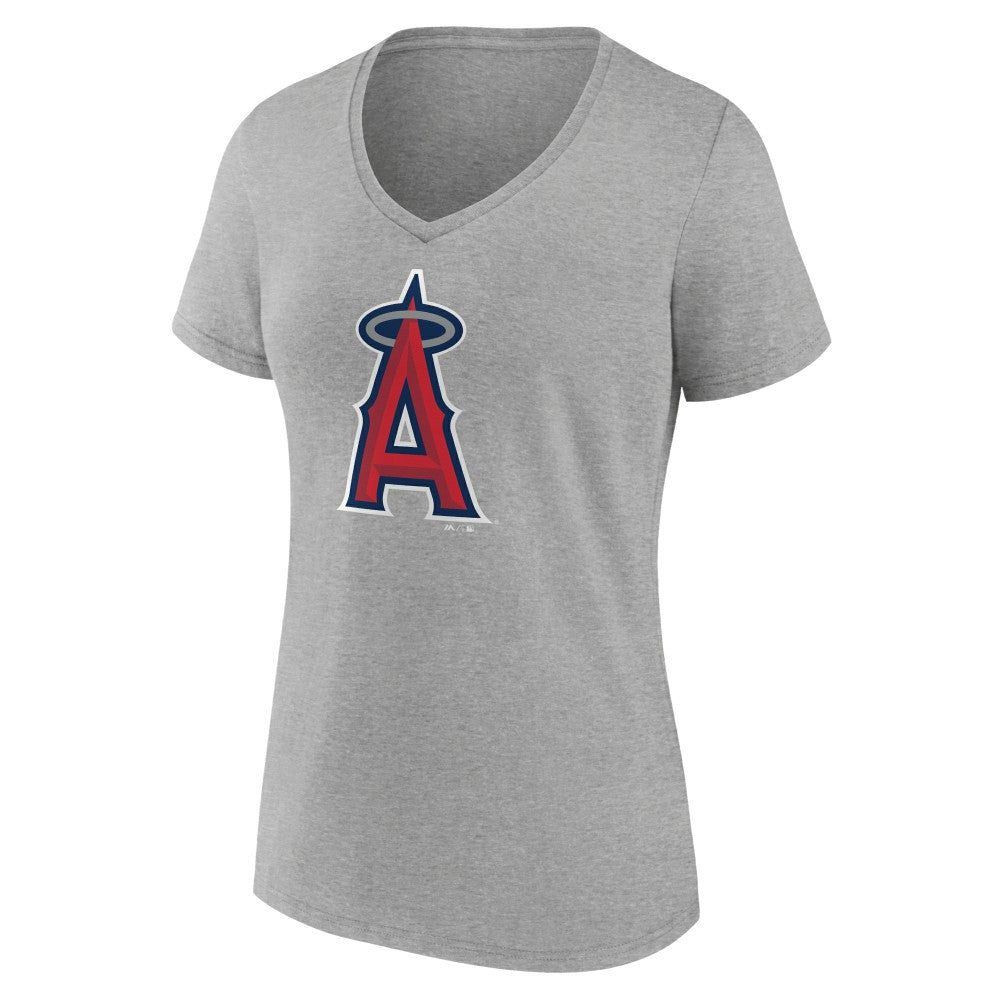 Los Angeles Angels Women's Official Logo V-Neck T-Shirt Gray