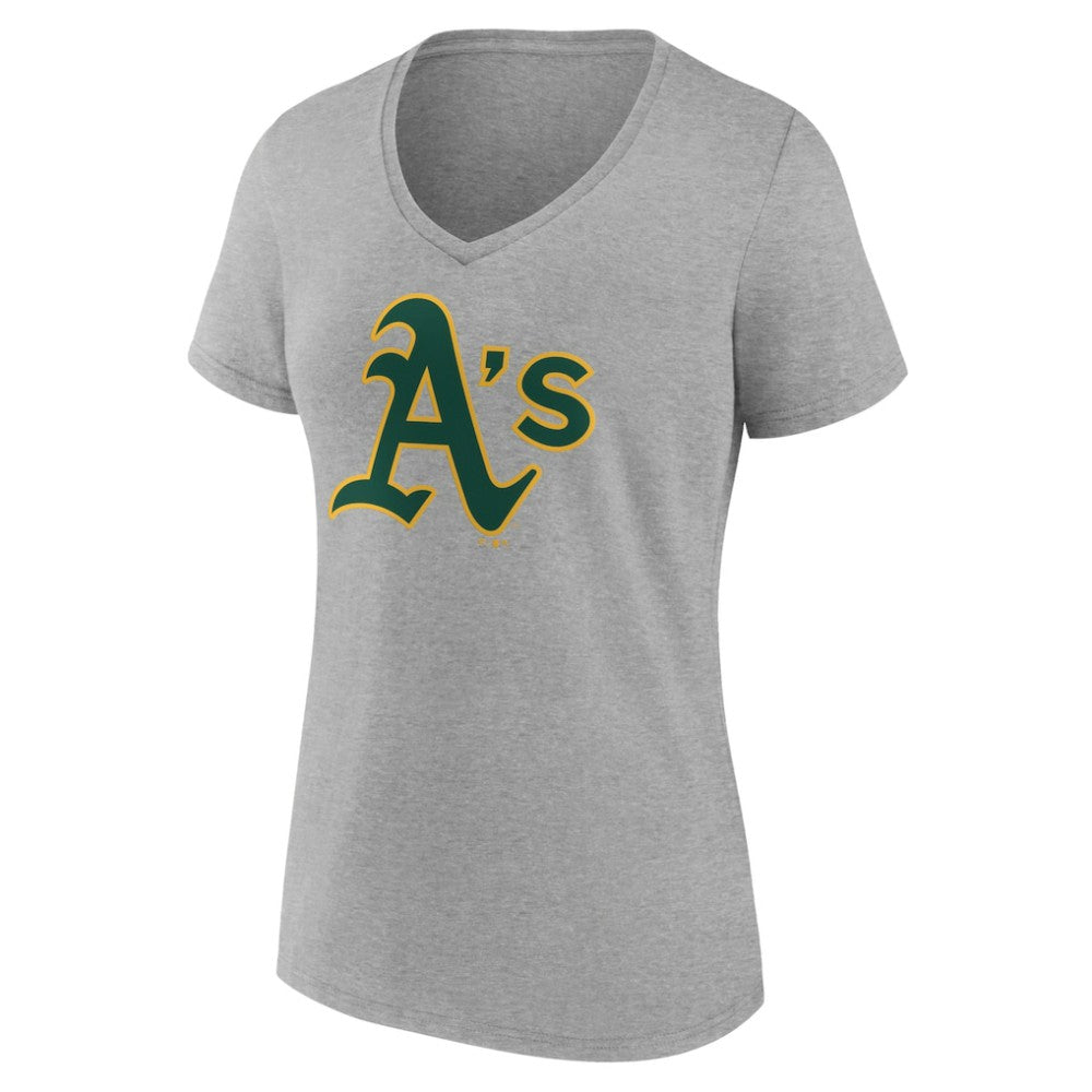 Athletics Women's Official Logo V-Neck T-Shirt Gray