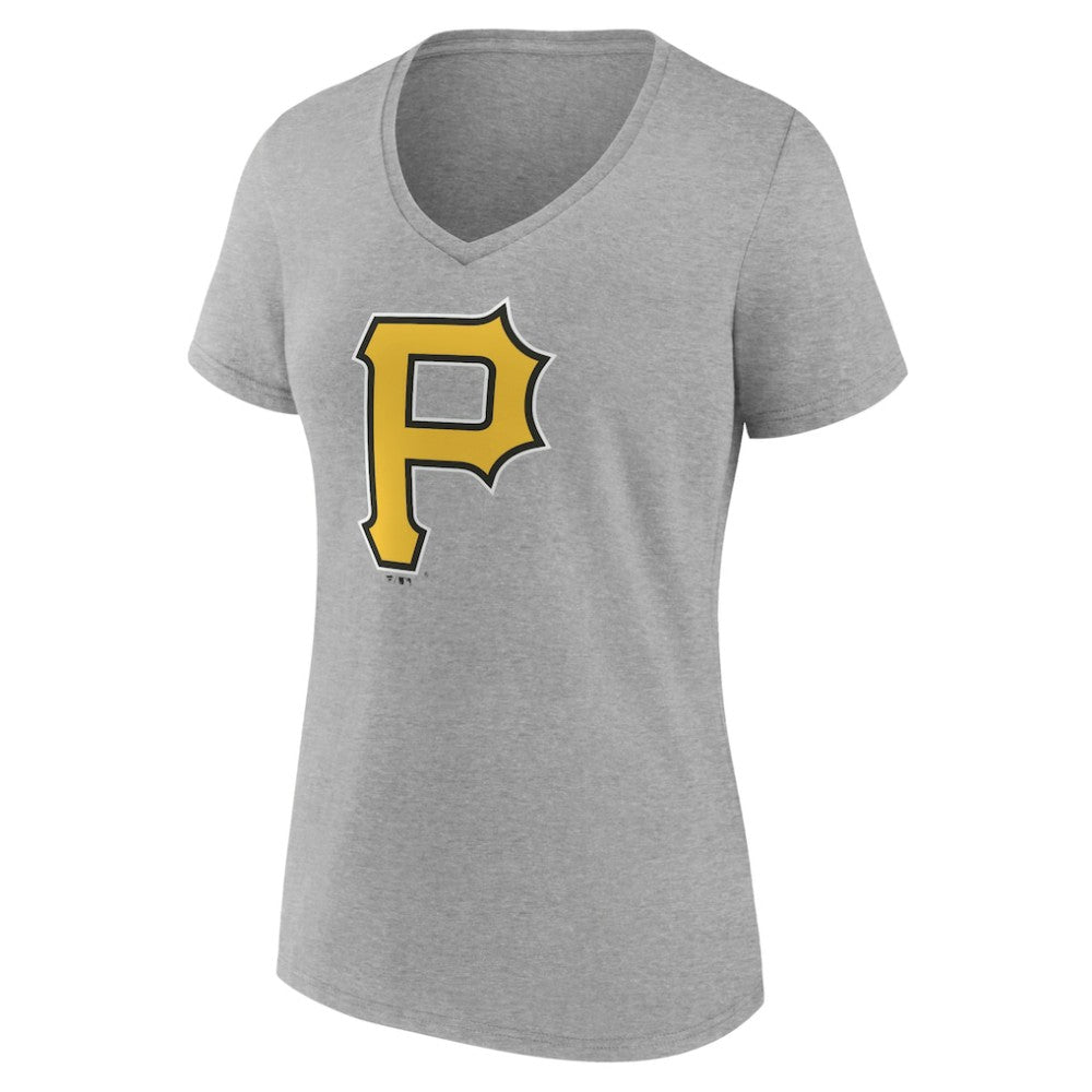 Pittsburgh Pirates Women's Official Logo V-Neck T-Shirt Gray