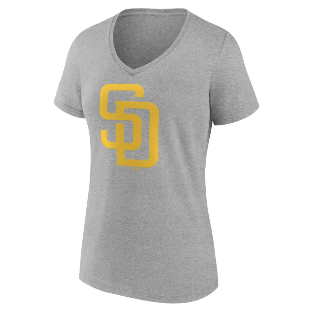 San Diego Padres Women's Official Logo V-Neck T-Shirt Gray