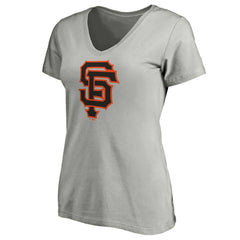 San Francisco Giants Women's Official Logo V-Neck T-Shirt Gray