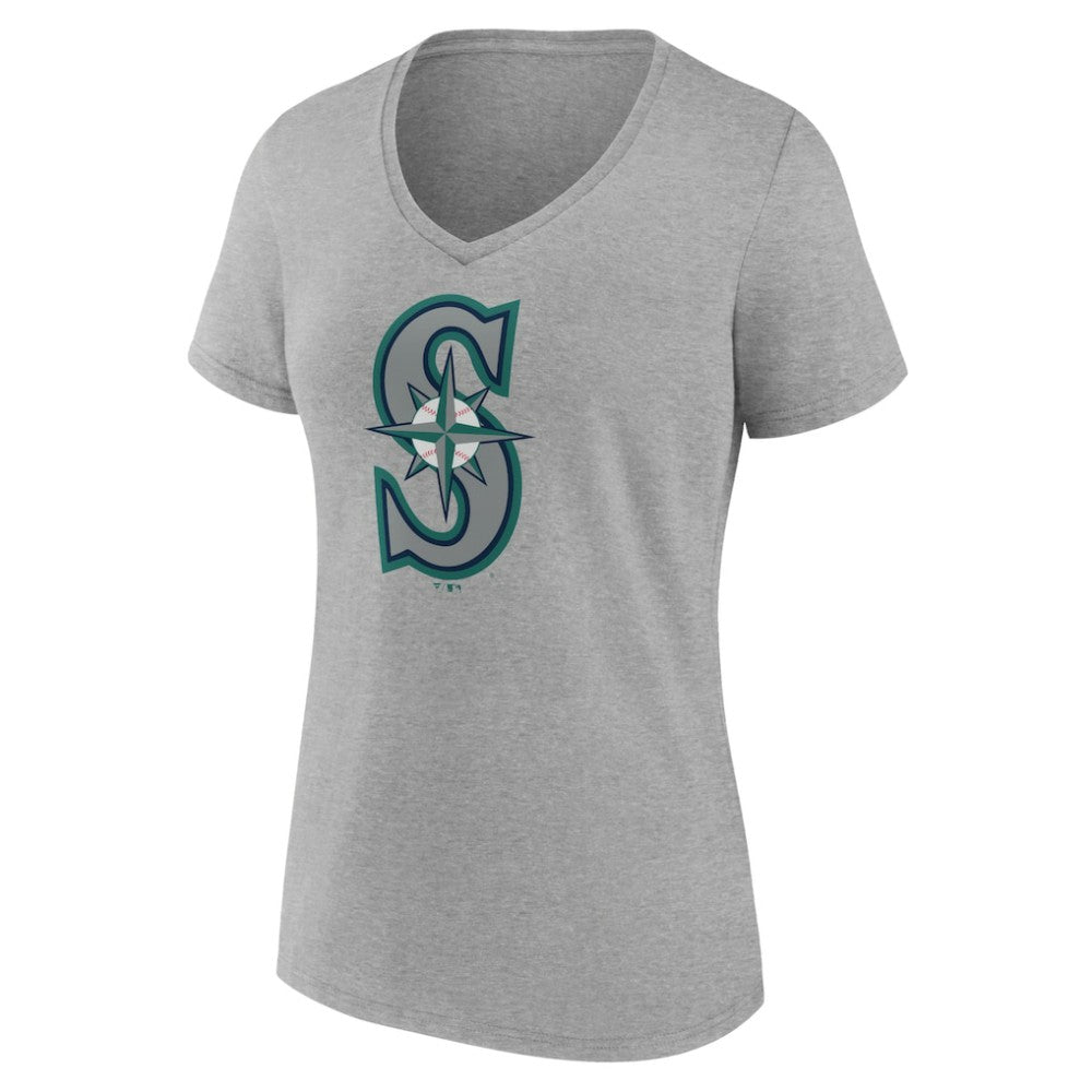 Seattle Mariners Women's Official Logo V-Neck T-Shirt Gray