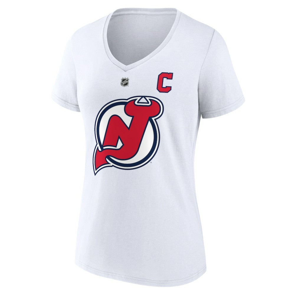Nico Hischier New Jersey Devils Fanatics Women's Special Edition 2.0 Name & Number V-Neck T-Shirt White