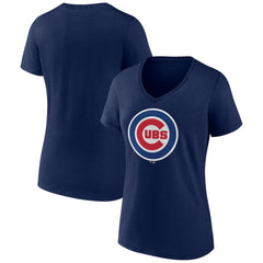 Chicago Cubs Women's Official Logo V-Neck T-Shirt Navy